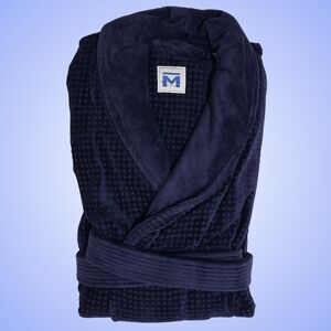 Majestic International Terry Velour Heavyweight Robe Men L/XL Blue Waffle NWT